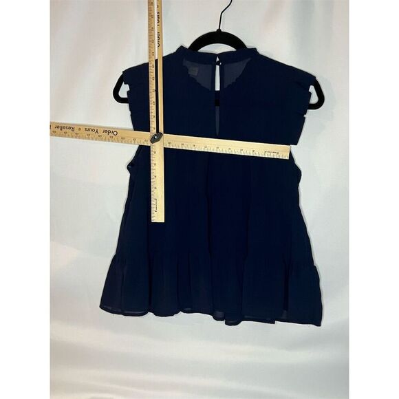 Monteau Los Angeles Women's M Navy Blue Tiered Flutter Sleeve Dress - Picture 3 of 8